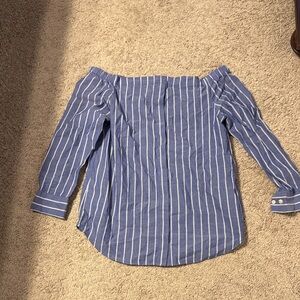 Equipment Blue and White Striped Blouse